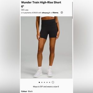 Lululemon Wonder Train Bike Short 6”